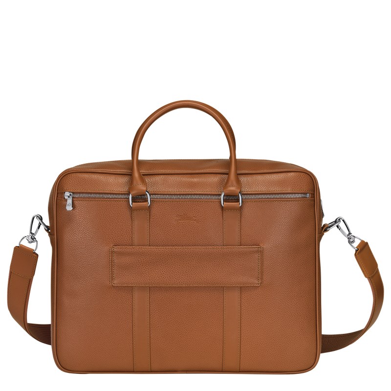 Longchamp Le Foulonné M Briefcase Caramel | 914-AMSCNY