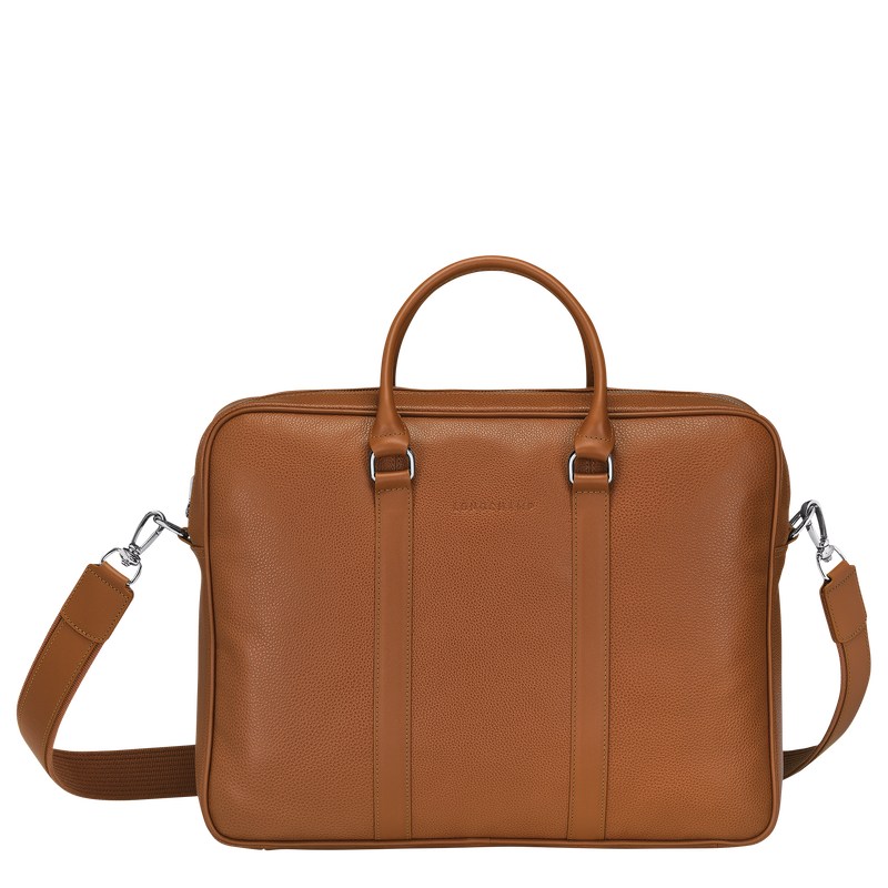 Longchamp Le Foulonné M Briefcase Caramel | 914-AMSCNY