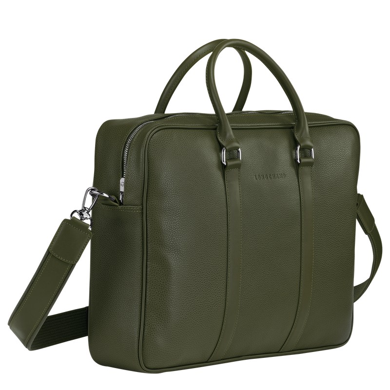 Longchamp Le Foulonné M Briefcase Haki | 537-LBSYVP