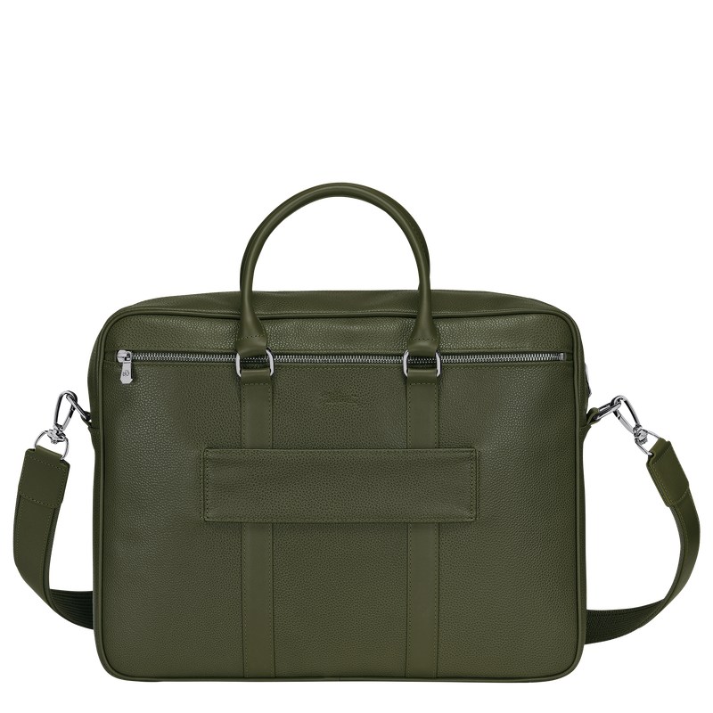 Longchamp Le Foulonné M Briefcase Haki | 537-LBSYVP