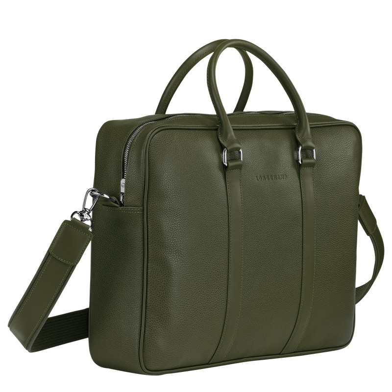 Longchamp Le Foulonné M Briefcase Haki | 738-CYXDVW