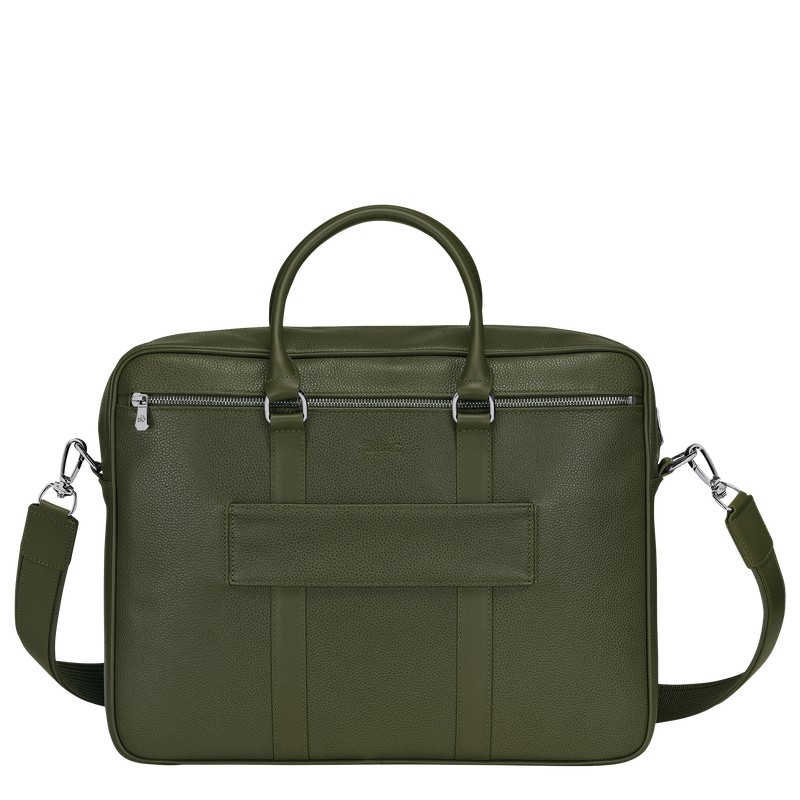 Longchamp Le Foulonné M Briefcase Haki | 738-CYXDVW