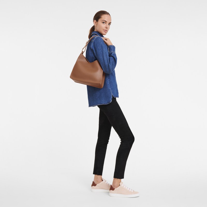 Longchamp Le Foulonné M Hobo Bag Caramel | 35482-JADY