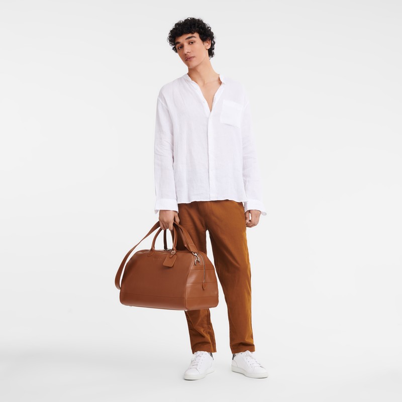 Longchamp Le Foulonné M Travel Bag Caramel | 321-VOURAM