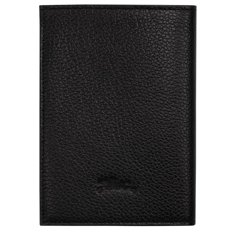 Longchamp Le Foulonné Passport Cover Siyah | 67045-IXVN