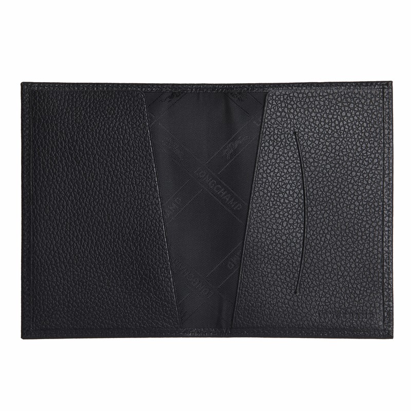 Longchamp Le Foulonné Passport Cover Siyah | 75402-UTQC