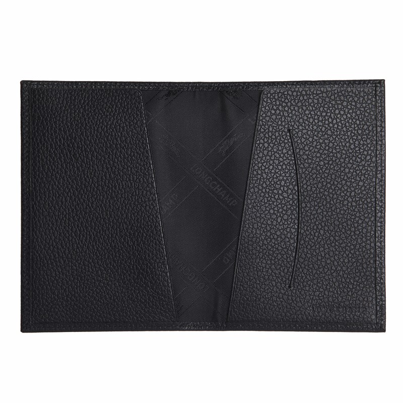 Longchamp Le Foulonné Passport Cover Siyah | 51423-GLWC