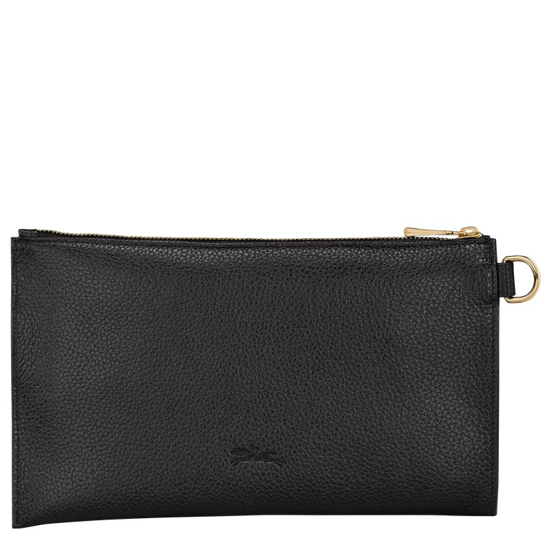 Longchamp Le Foulonné Pouch Siyah | 27109-QGBL