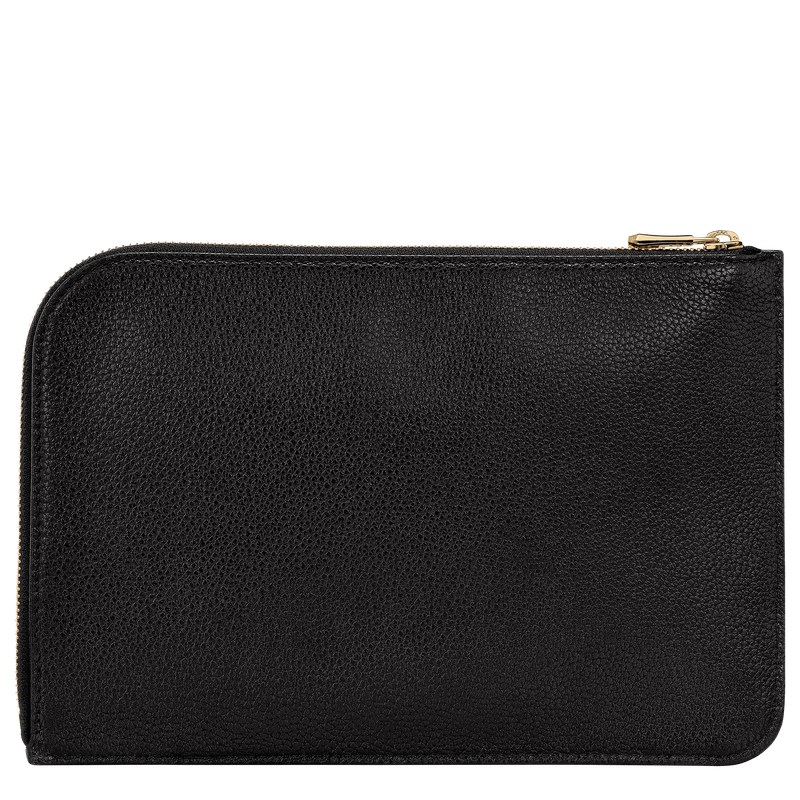 Longchamp Le Foulonné Pouch Siyah | 38769-PJUO