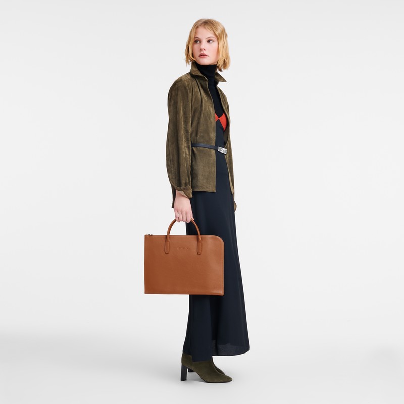 Longchamp Le Foulonné S Briefcase Caramel | 26513-USWQ