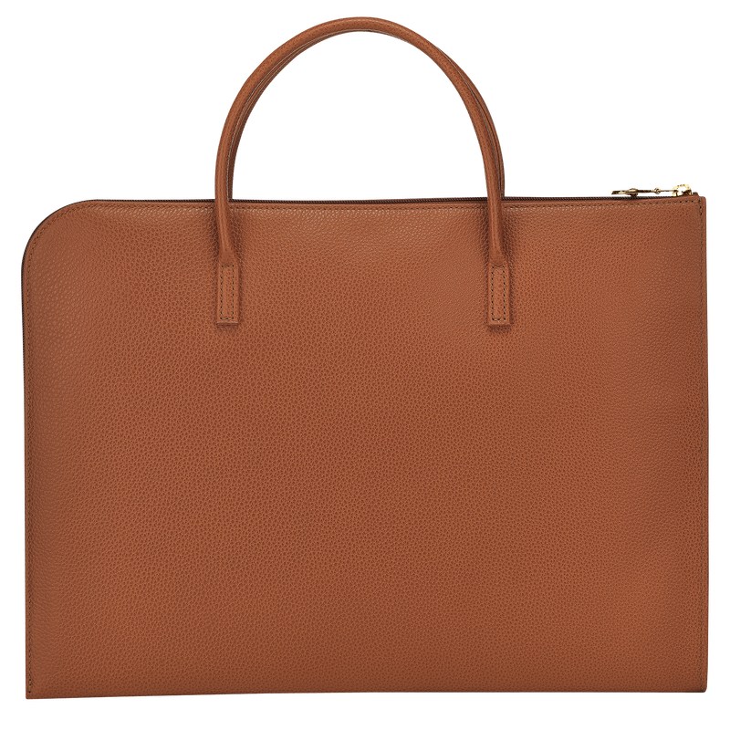 Longchamp Le Foulonné S Briefcase Caramel | 61504-QHWU