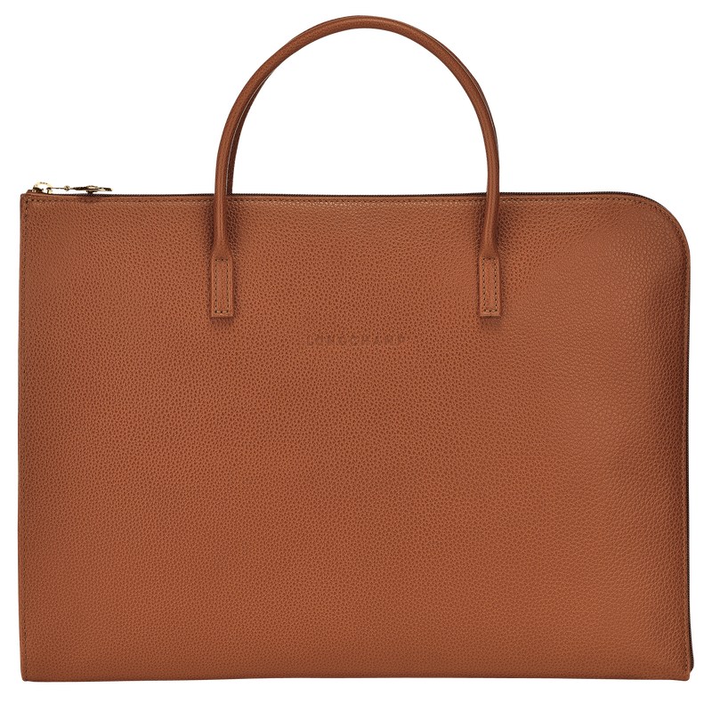 Longchamp Le Foulonné S Briefcase Caramel | 61504-QHWU