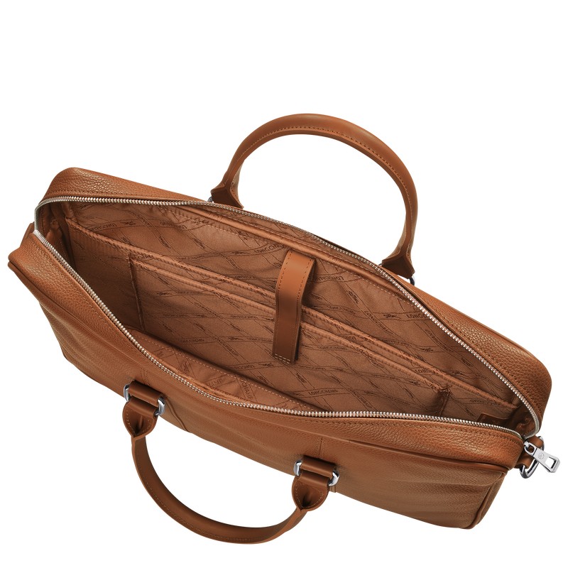 Longchamp Le Foulonné S Briefcase Caramel | 153-WYCUOI