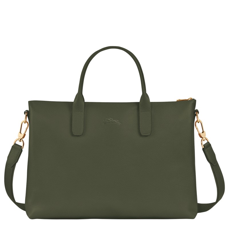 Longchamp Le Foulonné S Briefcase Haki | 25891-VXJA