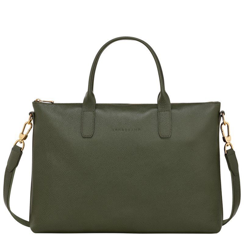 Longchamp Le Foulonné S Briefcase Haki | 60798-BQPM