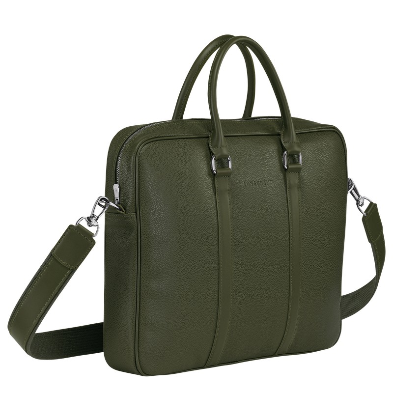 Longchamp Le Foulonné S Briefcase Haki | 759-CVKFMA