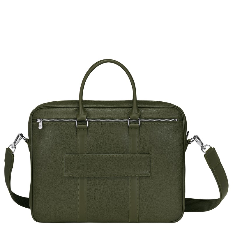 Longchamp Le Foulonné S Briefcase Haki | 759-CVKFMA