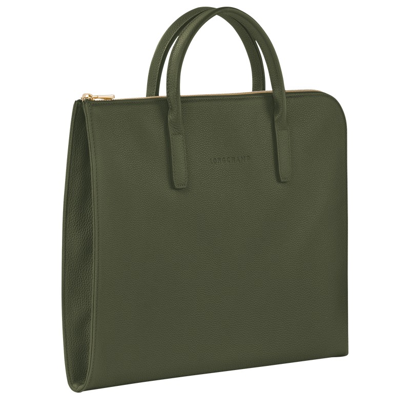 Longchamp Le Foulonné S Briefcase Haki | 97015-KHQW