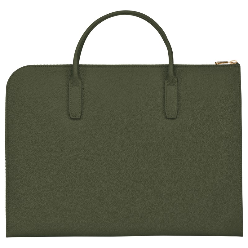 Longchamp Le Foulonné S Briefcase Haki | 97015-KHQW