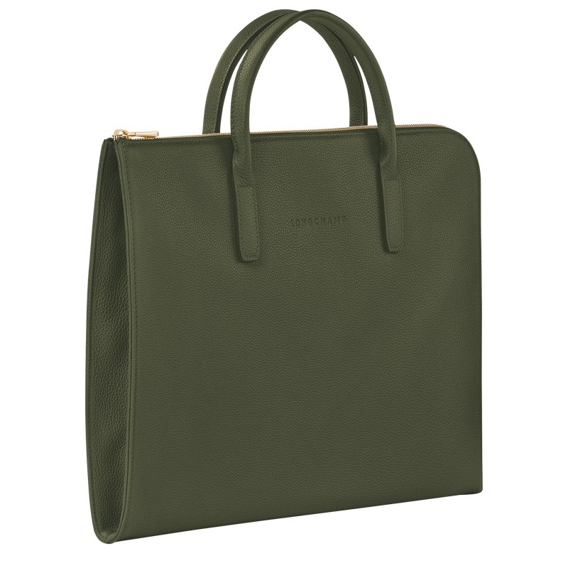 Longchamp Le Foulonné S Briefcase Haki | 91032-VQYJ