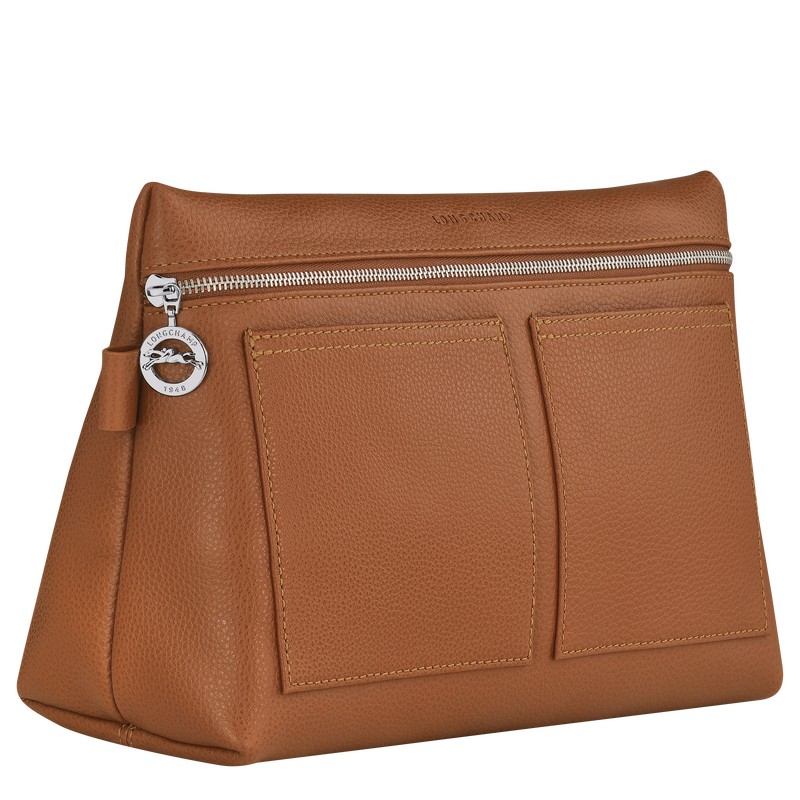 Longchamp Le Foulonné Toiletry Case Caramel | 71025-RFLA