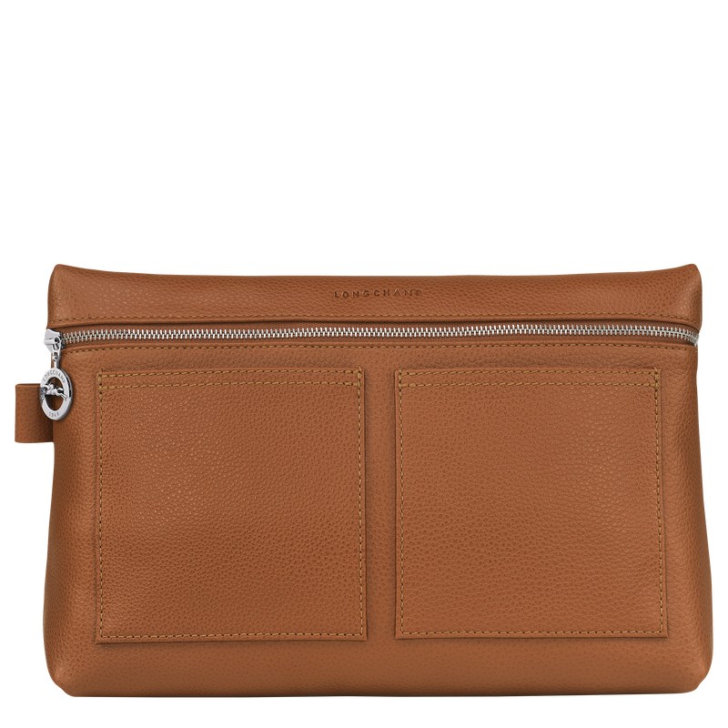 Longchamp Le Foulonné Toiletry Case Caramel | 02371-NKGI