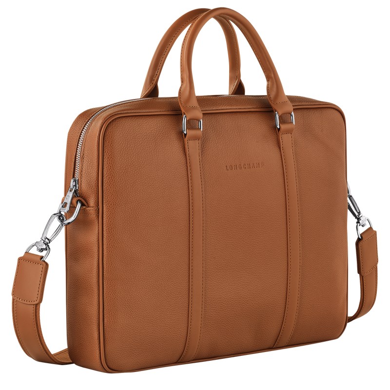 Longchamp Le Foulonné Xs Briefcase Caramel | 906-IHEJFU