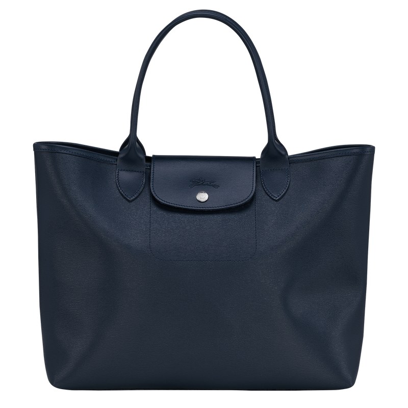 Longchamp Le Pliage City L Tote Bag Lacivert | 28514-KWUM