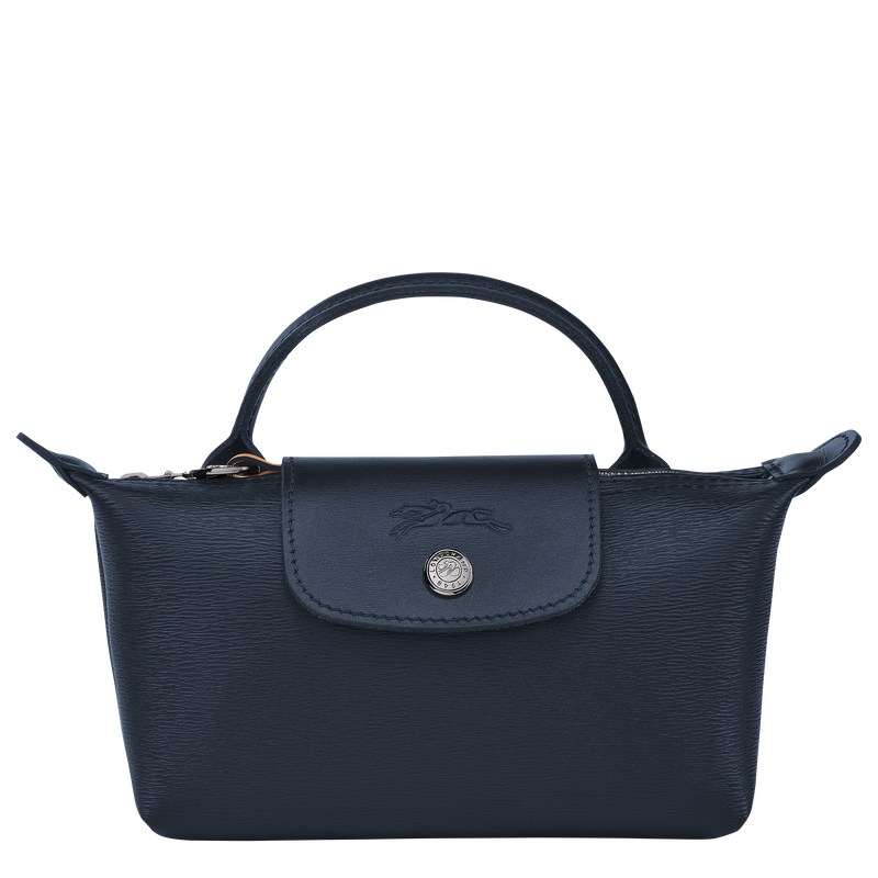 Longchamp Le Pliage City Pouch With Handle Lacivert | 31079-BXTO