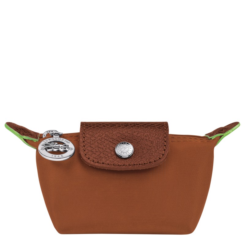 Longchamp Le Pliage Green Coin Purse Cognac | 35962-HPNA