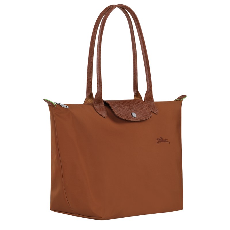 Longchamp Le Pliage Green L Tote Bag Cognac | 42197-TCFV