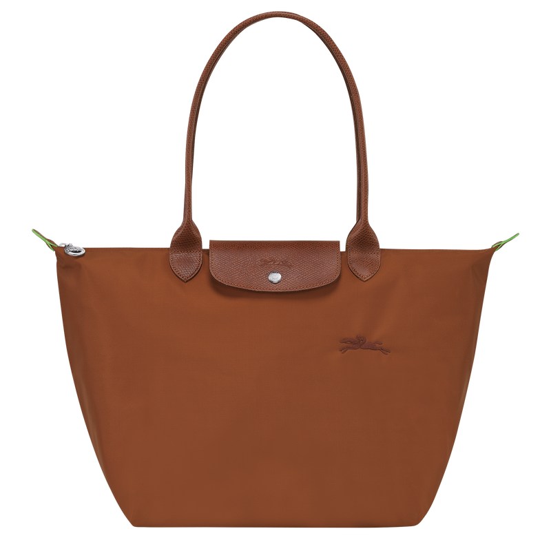 Longchamp Le Pliage Green L Tote Bag Cognac | 42197-TCFV