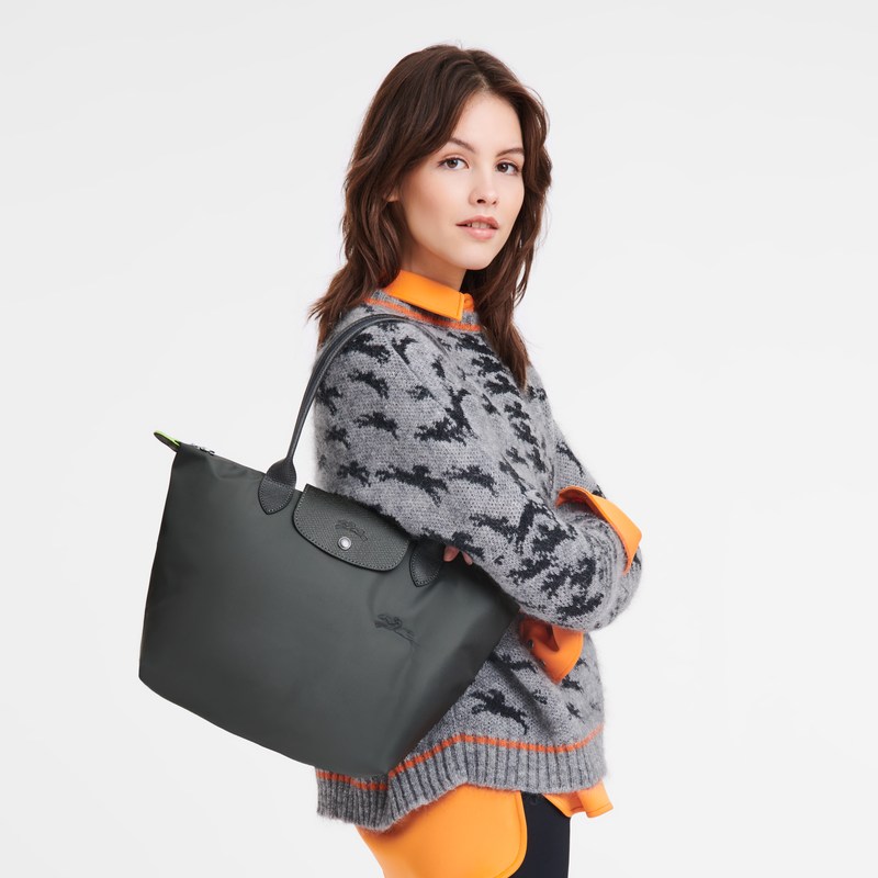 Longchamp Le Pliage Green M Tote Bag Graphite | 29750-GBWC