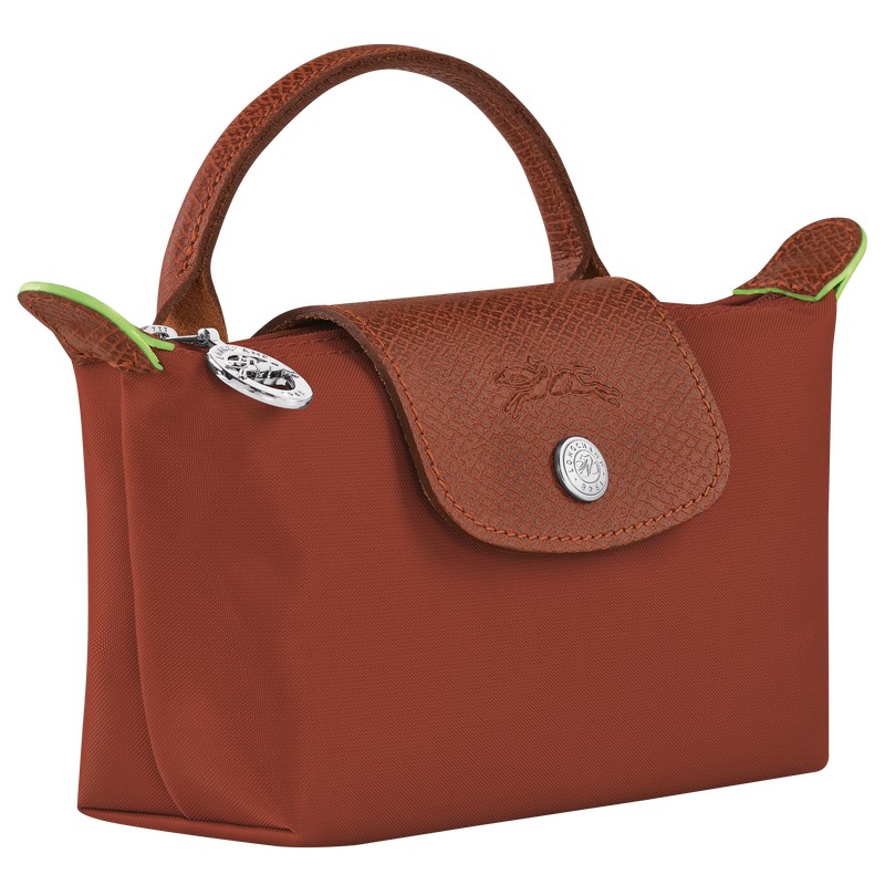 Longchamp Le Pliage Green Pouch With Handle Chestnut | 09326-PLES