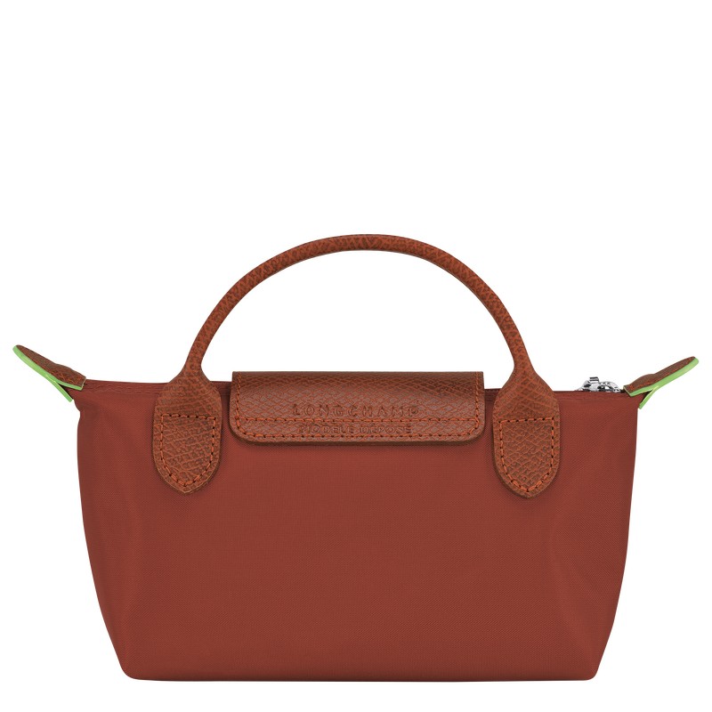 Longchamp Le Pliage Green Pouch With Handle Chestnut | 09326-PLES