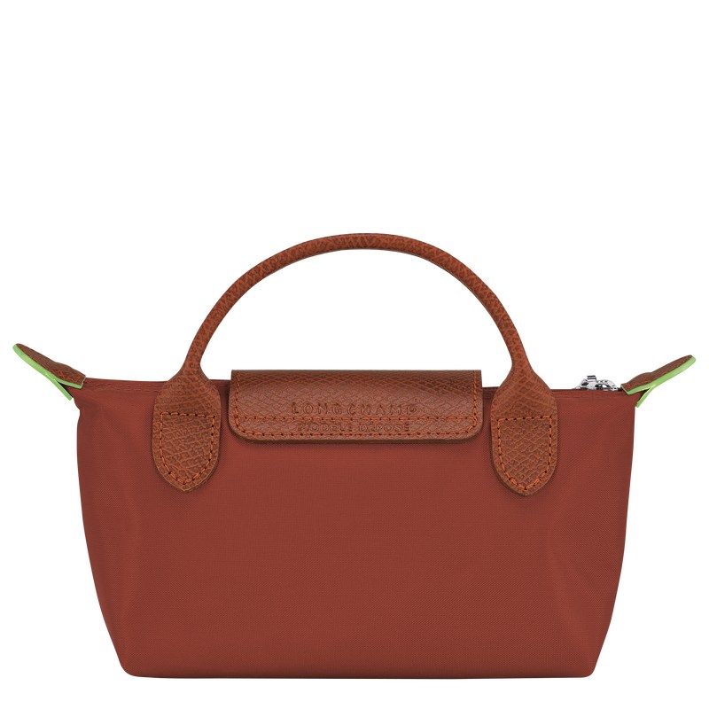 Longchamp Le Pliage Green Pouch With Handle Chestnut | 08635-BGXC