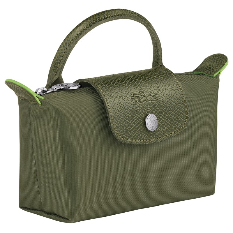 Longchamp Le Pliage Green Pouch With Handle Forest | 34657-EQBH