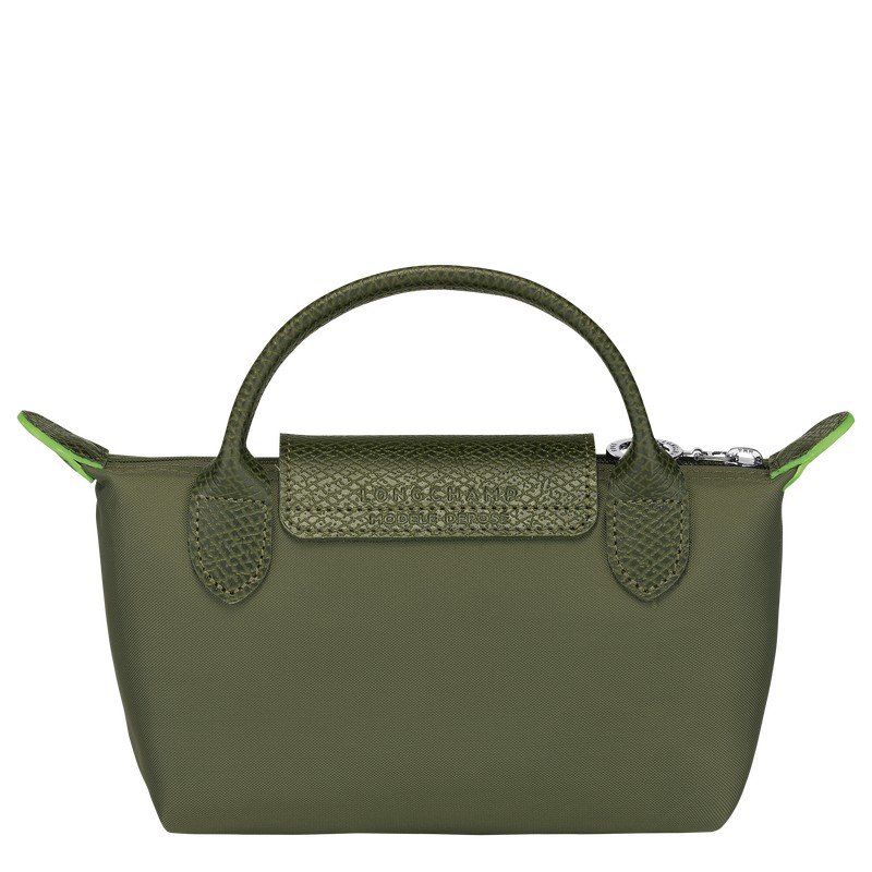 Longchamp Le Pliage Green Pouch With Handle Forest | 34657-EQBH