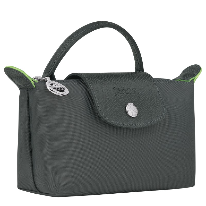 Longchamp Le Pliage Green Pouch With Handle Graphite | 74391-AWME