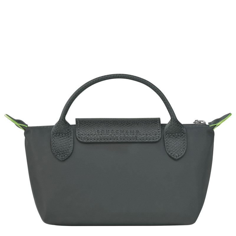 Longchamp Le Pliage Green Pouch With Handle Graphite | 74391-AWME