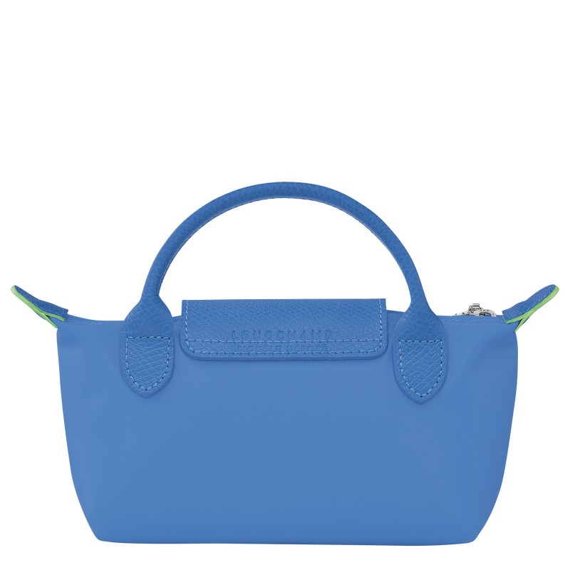 Longchamp Le Pliage Green Pouch With Handle Cornflower | 95382-RXTH