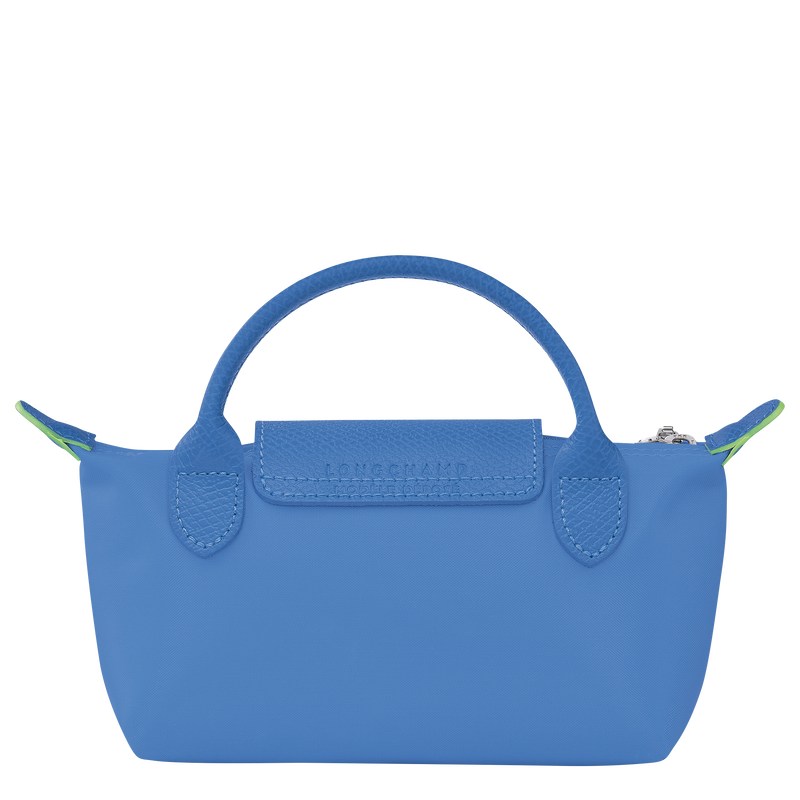 Longchamp Le Pliage Green Pouch With Handle Cornflower | 75640-KMDE