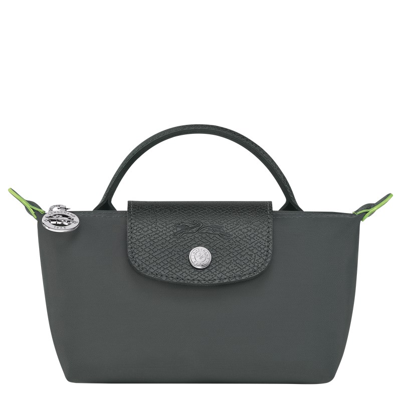 Longchamp Le Pliage Green Pouch With Handle Graphite | 20673-QWYT