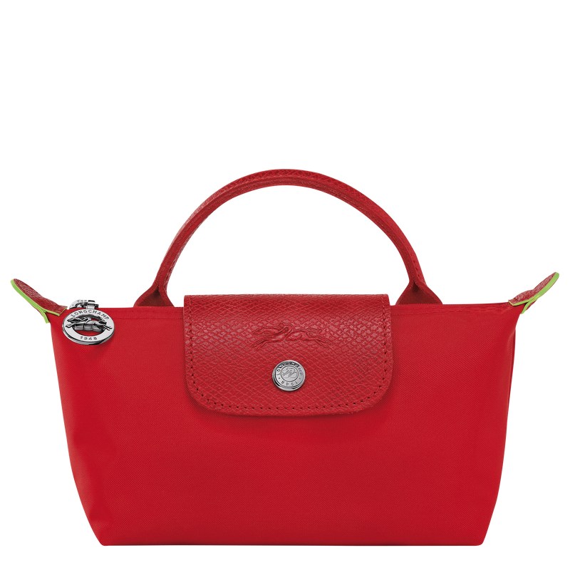 Longchamp Le Pliage Green Pouch With Handle Tomato | 24360-IHXY