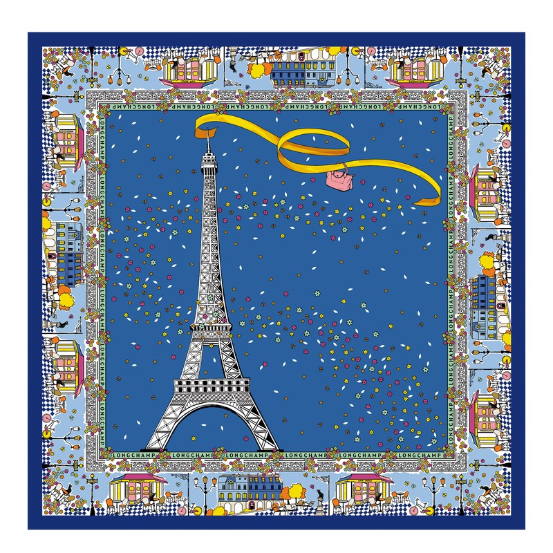 Longchamp Le Pliage In Paris Silk Scarf Cornflower | 49351-UBJP