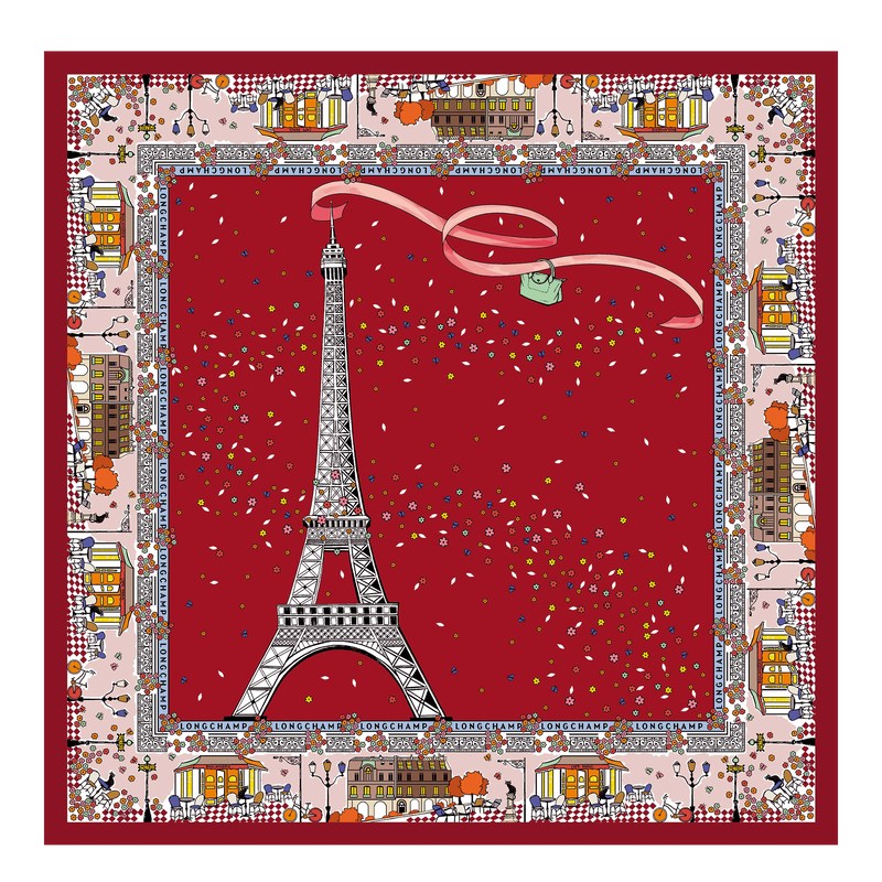 Longchamp Le Pliage In Paris Silk Scarf Tomato | 25834-DWXV