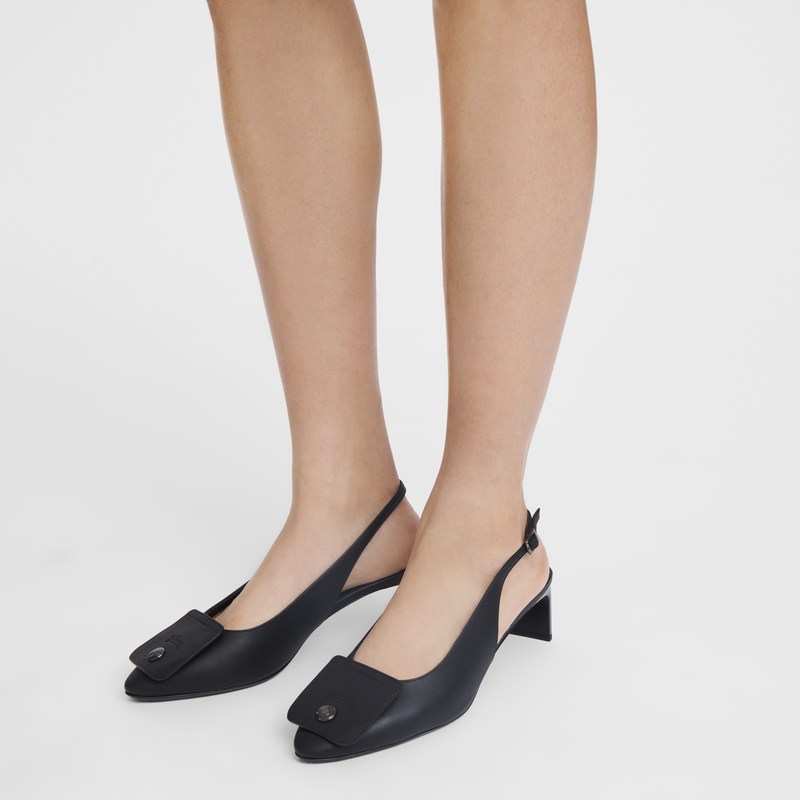 Longchamp Le Pliage Xtra Slingback Pumps Siyah | 67329-HUNW