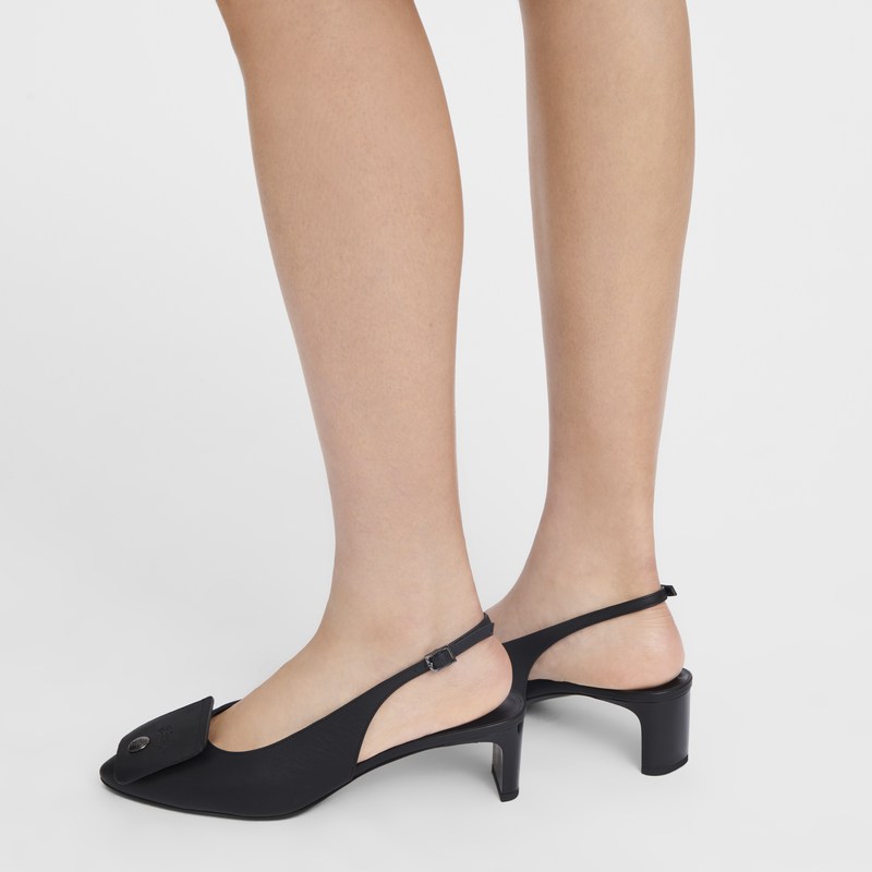 Longchamp Le Pliage Xtra Slingback Pumps Siyah | 67329-HUNW