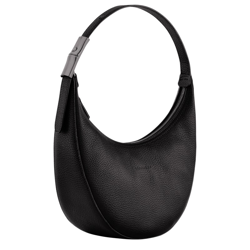 Longchamp Le Roseau Essential M Hobo Bag Siyah | 34975-CRMA