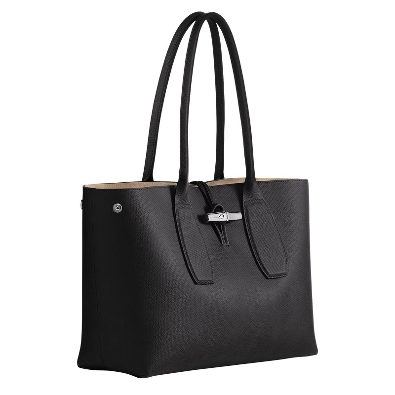 Longchamp Le Roseau L Tote Bag Siyah | 73289-ELGQ